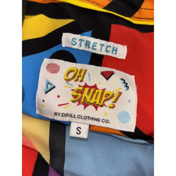 Oh Snap Geometric Angle Short Sleeve Button Up Shirt Small Stretch Mens - Picture 7 of 7